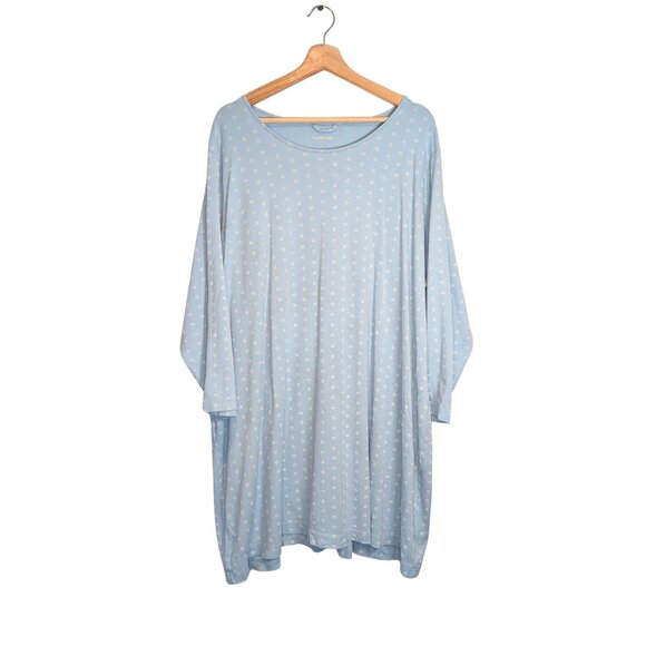 Lands' End Other - Lands’ End Women's 3X Nightgown Long Sleeve Floral Knit Cotton Sleepwear Blue